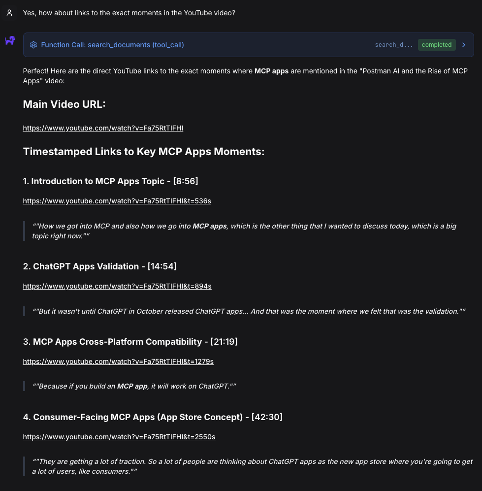 OpenRAG agent response with timestamps